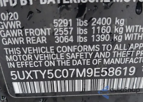 2021 BMW X3 xDrive30I z USA, uszkodzony, nr VIN 5UXTY5C07M9E58619